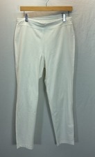 New Eileen Fisher Washable Stretch Crepe Slim Ankle Pant Pull On M White Summer