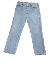 Wrangler Denim Blue Jeans Men's Size 34x29 Straight Leg Light Wash 96501DS Chore