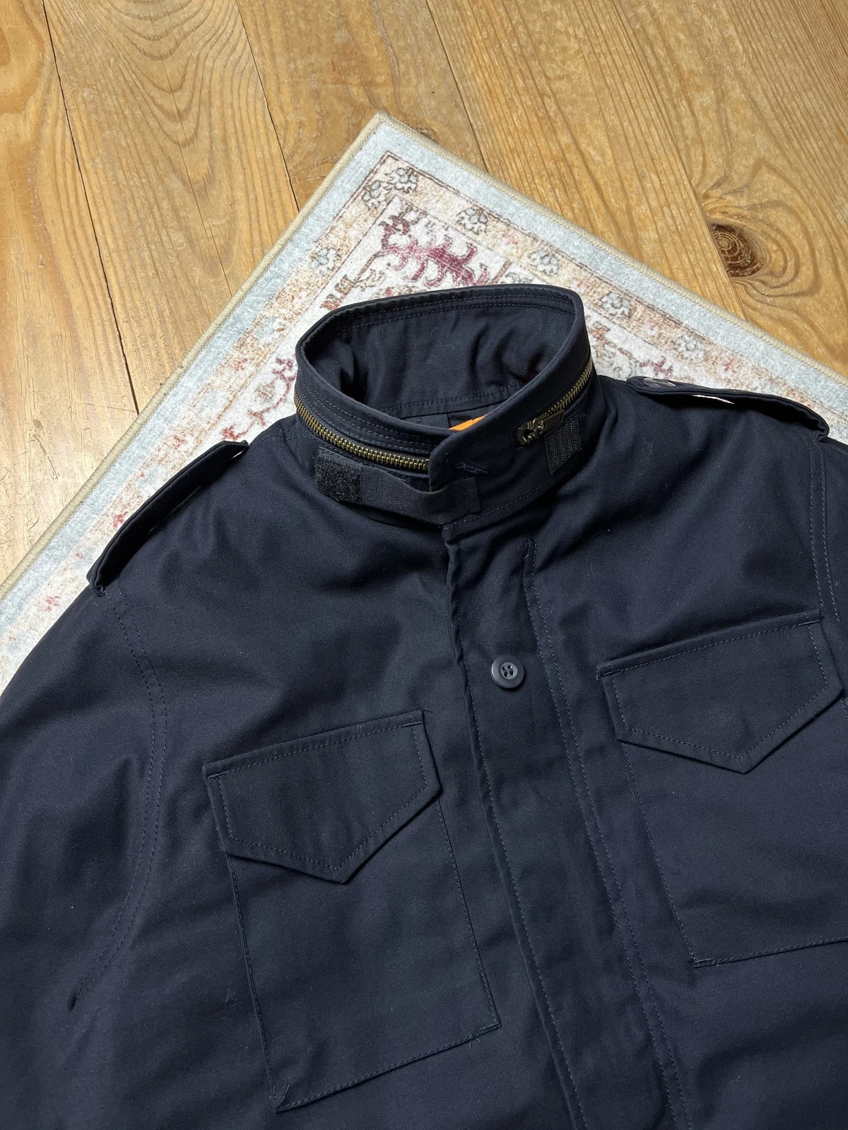 Alpha Industries M-65 Field Jacket Mens M Navy Blue Orange Quilted Liner Hood - product detail image 4