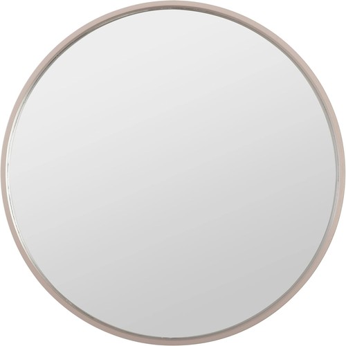 Home Selections Beige Brown Round Wall Mirror 50cm Deep Wooden Frame - Picture 2 of 3
