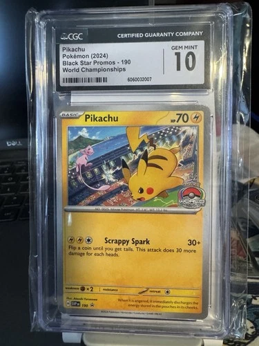 Pokemon Pikachu #190 (World's Stamp 2024) Black Star Promo - CGC 10 PRISTINE
