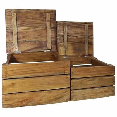 Storage Crate Set Storage Boxes Cabinet Chests 2 Pcs Solid Mahogany Wood vidaXL