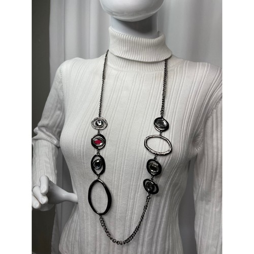 Chico's Chunky Halskette Kettenglied signiert Modeschmuck gunmetal grau - Bild 2 von 15