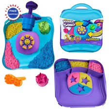 Kinetic Sand SquishMotion 1 lb Sensory Play Set Stamper 5 Tools Storage Case Kid