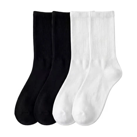 4 Pairs Men's Breathable Cotton Crew Socks, Smooth Toe, Size 7-11, Durable