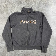 Analog Sweatshirt Mens Small Gray Full Zip Fleece Logo Skate Snowboard y2k skate