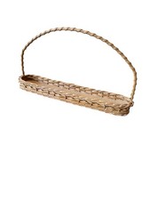Small Long Wicker Basket w Handle Rustic Farmhouse Decor 10  x3  