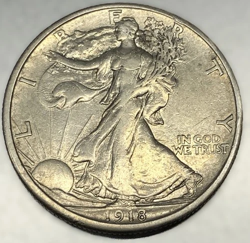 1918-S Walking Liberty Half Dollar 50c VF Better Early Date 90% Silver - 2467