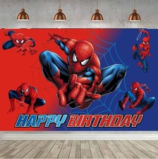 Spider-Man Theme Backdrop Banner Kids Happy Birthday Party Background Decoraions