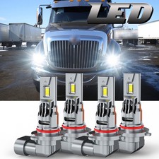 For International Truck Pro Star Prostar 2008-16 9005 9006 4 LED Headlight Bulbs
