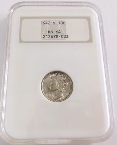 1942 S Mercury Silver Dime NGC MS 64