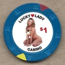 LUCKY LADY CASINO CHIP $1 - GARDENA CALIFORNIA - POKER ROOM-MFR PAULSON-RHC MOLD