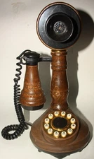 Vintage Candlestick 1973 Phone Rare Wood Construction American Telecomm Corp