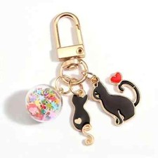 Black Cat Keychain Cute Animal Key Ring Purse Handbag Car Charm Phone Pendant