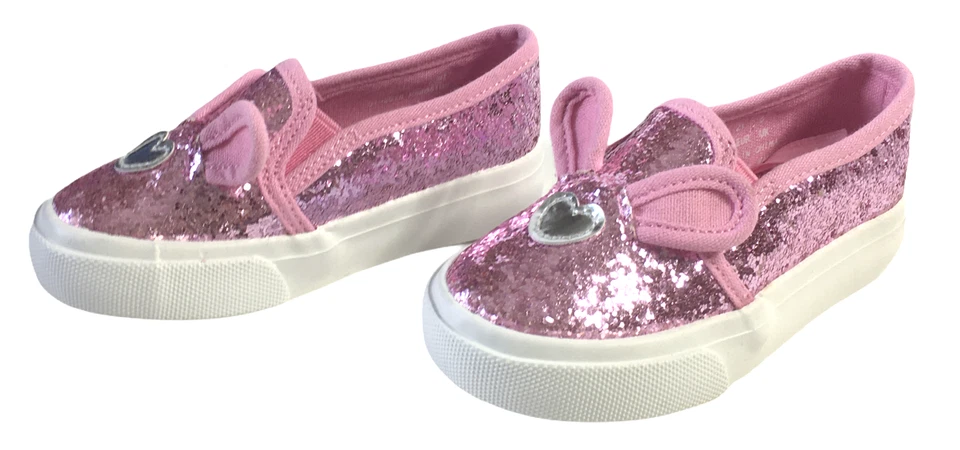 Capelli Toddler Girl Slip On Pink Glitter Bunny Ears Shoe Size 6 Sneaker Easter - Image 4 of 4