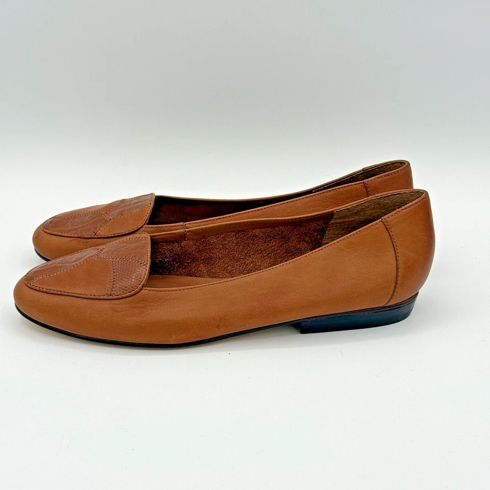Zapatos planos sin cordones vintage años 80 Connie Sport para mujer 6,5 cuero marrón retazos Foto 3 de 4