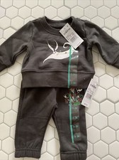 Disney Nightmare Before Christmas 3-6 Mth Sweatsuit Shirt Pant Set Dark Gray NWT