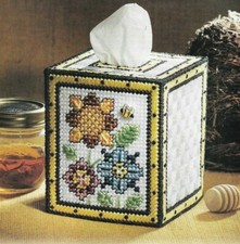 PRETTY POSIES TISSUE TOPPER HOME DECOR PLASTIC CANVAS PATTERN INSTRUCTIONS