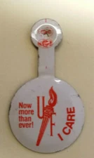 I CARE Round Foldover Tab Top Pin Back (UF, 1") B011