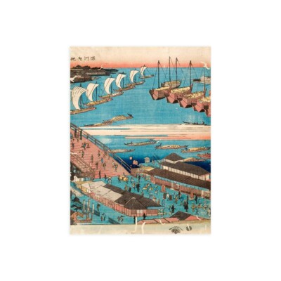 Stampa giapponese su tela – Ando Hokusai, Paysage sous la neige – 70x50