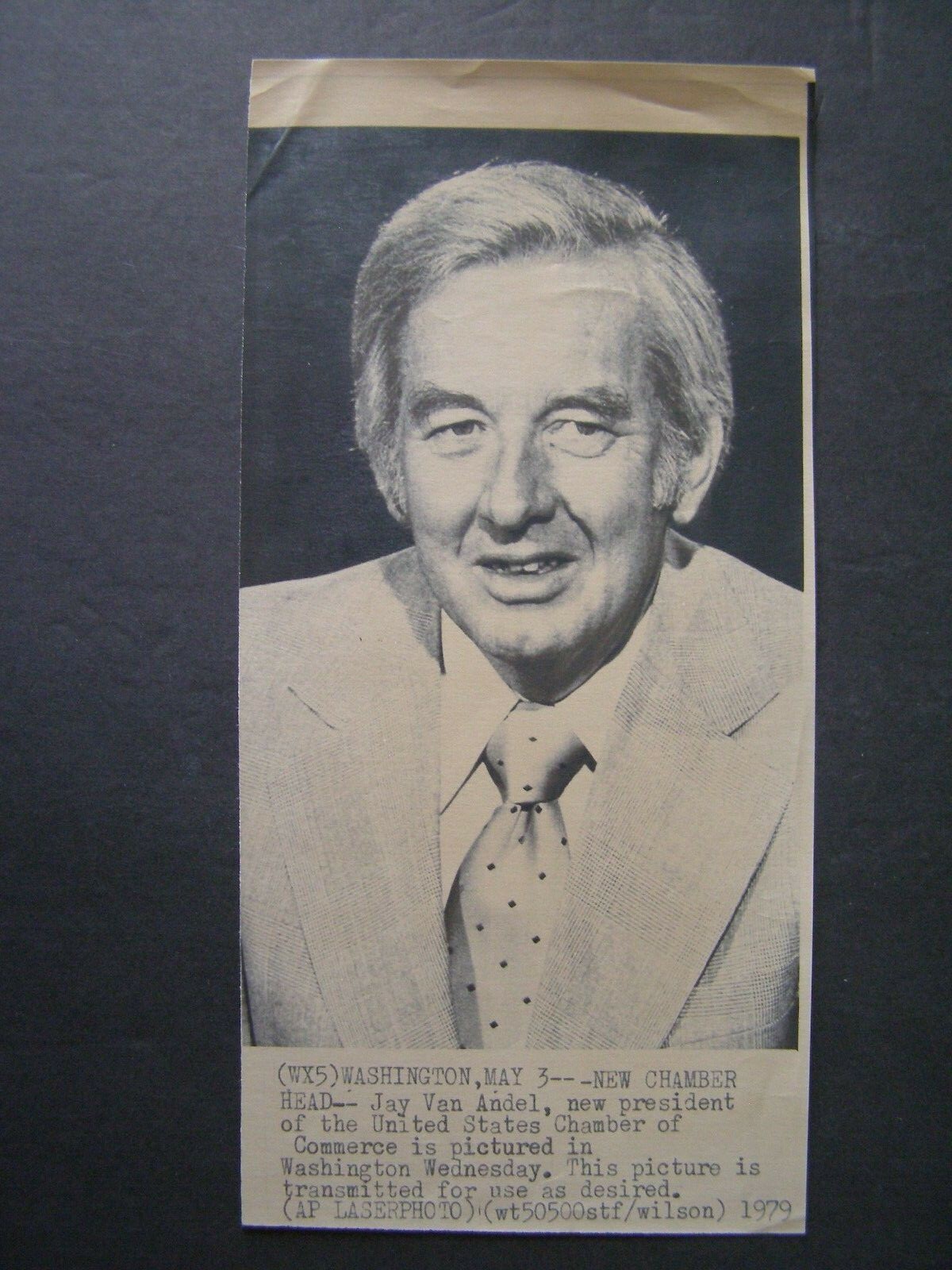 AP Wire Press Photo 1979 Jay Van Andel New Pres of US Chamber of