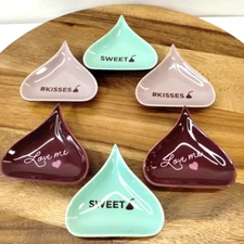 Rare Fitz & Floyd Hershey’s Kisses Heart Candy Tidbit Dishes Set of 6
