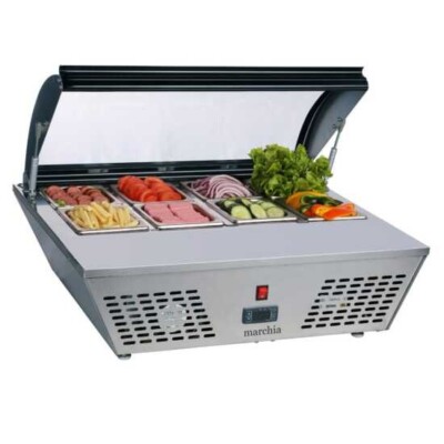 30'' Refrigerated Countertop Prep Fridge w/ Folding Glass Sneeze Guard