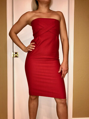 red holiday bodycon dress Tatyana Retro Tight Dress Vintage Pencil Small 2-4 airy flutter sleeves and