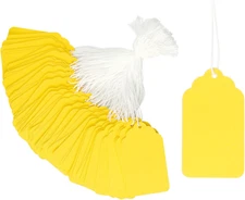 Price Tags, 500 Pcs Yellow Paper Gift Tags with String, 2.76" X 1.69" Blank Mark