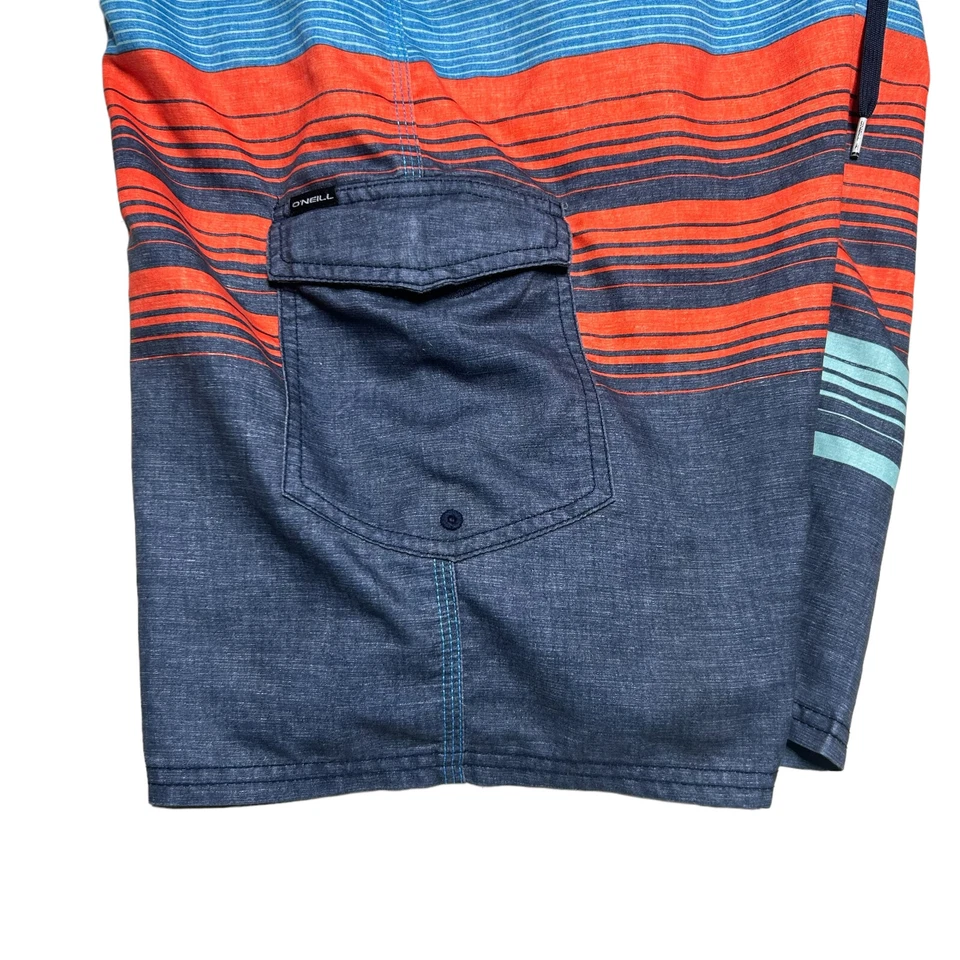 O'Neill доска шорты мужские 34 синий оранжевый в полоску купальный костюм цветной шнурок - Изображение 3 из 4