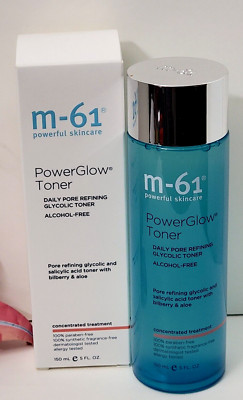 M-61 POWERFUL SKINCARE POWERGLOW Daily Pore Refining GLYCOLIC TONER 5 fl oz BOX