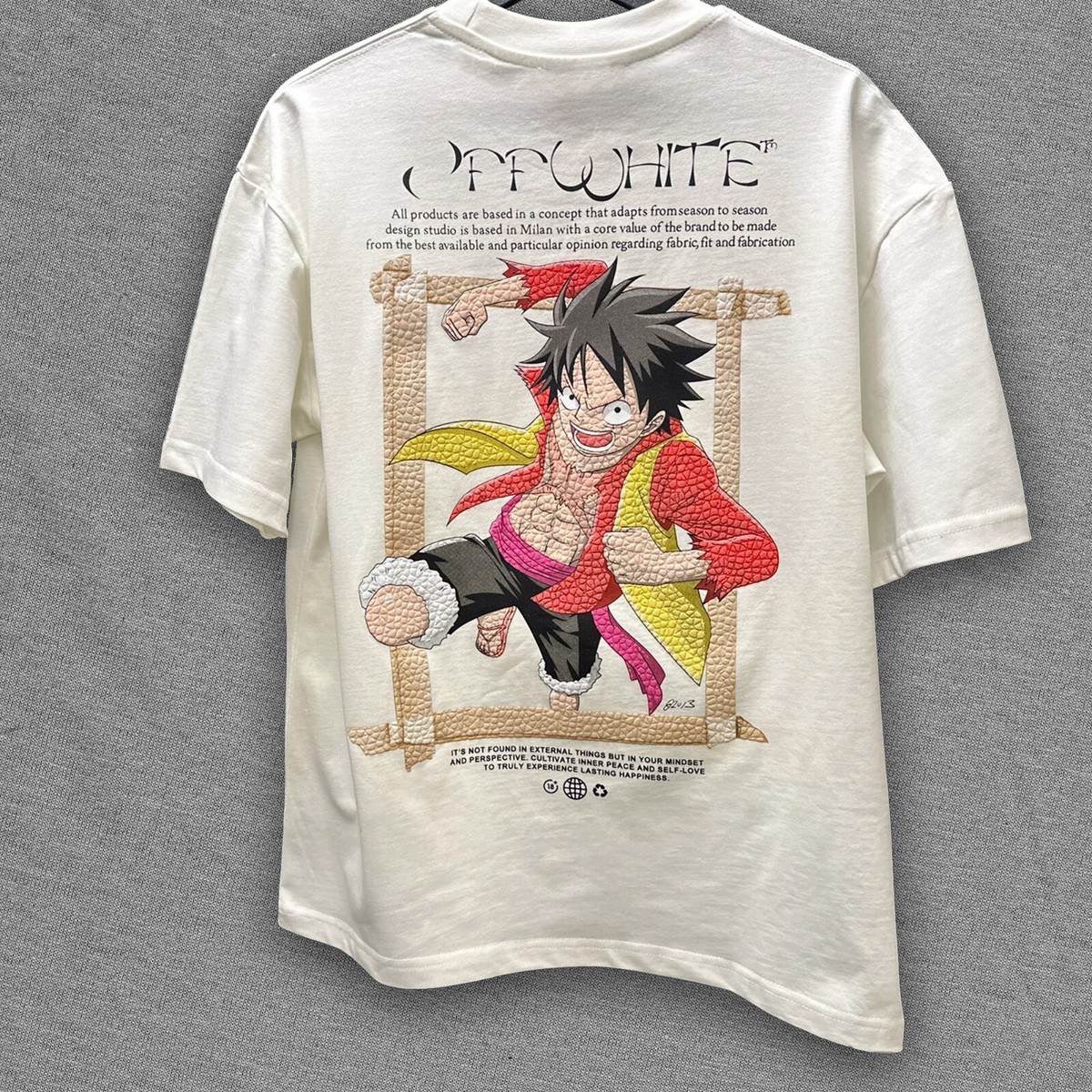Off-White White T-shirt with Anime 3D Print Size XL