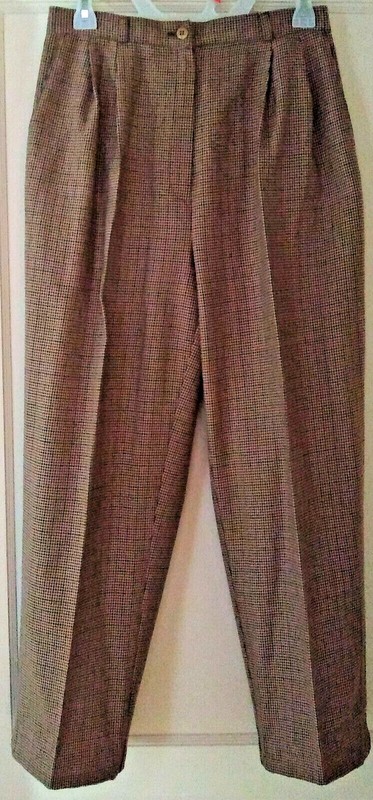 LIZ BAKER BROWN MULTICOLOR HOUNDSTOOTH PLEATED DRESS CAREER PANTS 10 PETITE 10P?