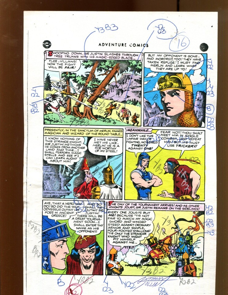 Adventure Comics #16 p.4 Color Guide Art - 1938 Art by Creig Flessel Comic Art