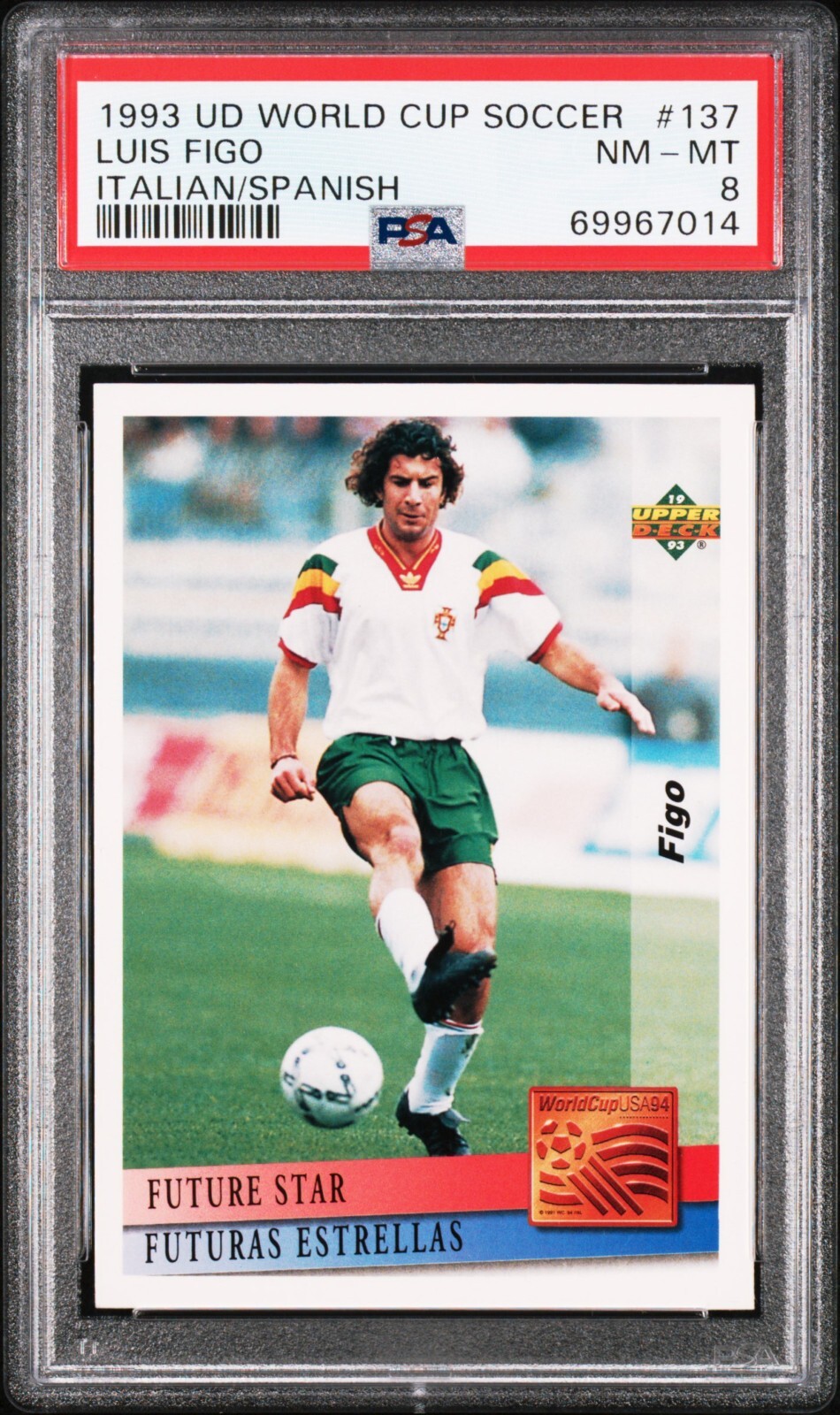 1993 Upper Deck World Cup Soccer 137 Luis Figo PSA8
