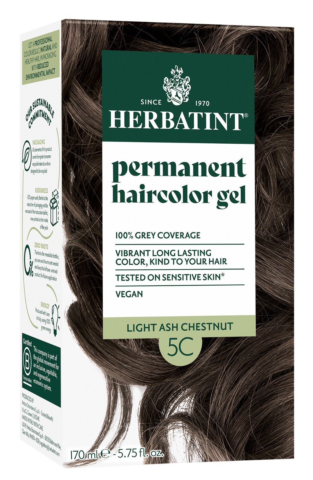 Herbatint 5C Light Ash Chestnut Hair Colour 170ml
