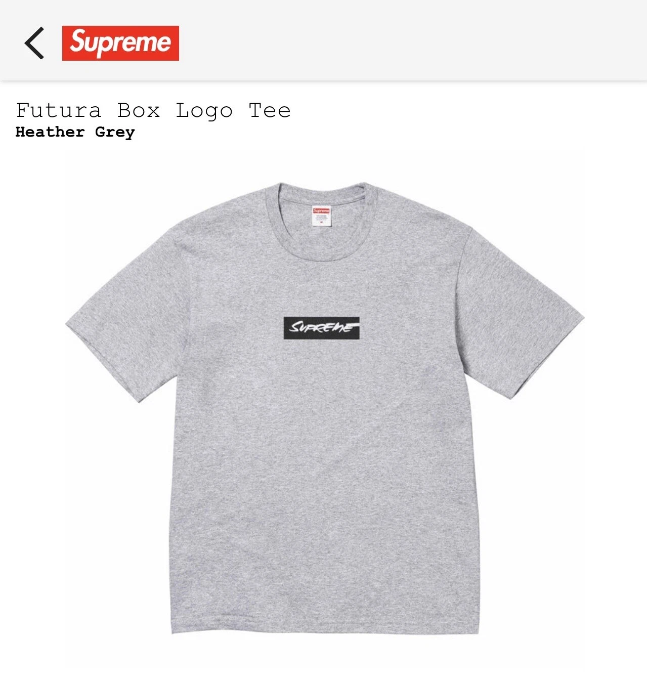 Neuf Supreme Futura Box logo gris taille L