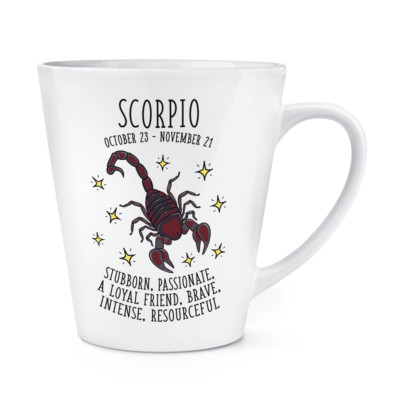 Scorpio Horoscope 12oz Latte Mug Cup - Astrology Star Sign Zodiac Birthday