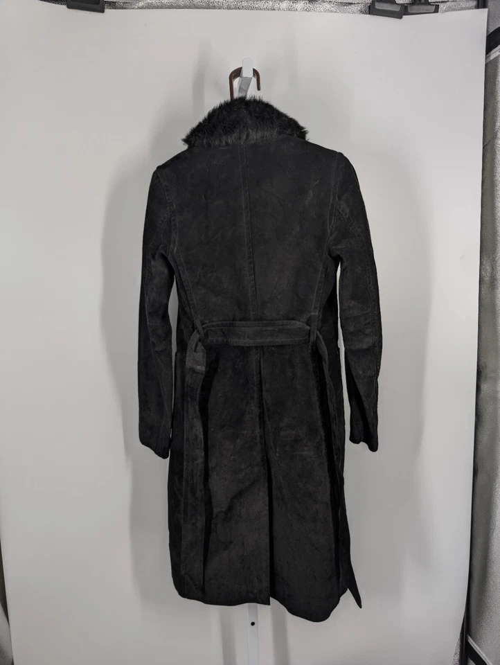 Banana Republic Vintage Y2K AW03 Cordero Piel de oveja Cuero Gamuza Cinturón Trinchera Foto 3 de 4