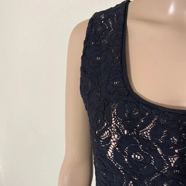 Vestido midi FUZZI Jean Paul Gaultier parte inferior flutuante renda sem mangas novo com etiquetas GG - Imagem 2 de 4