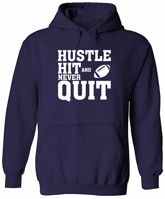 Sports Motivation Gift Football Hoodie Sweater Printed Hustle Hit Never Quit