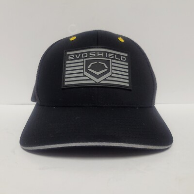Evoshield Flex-Fit Trucker Hat Black Logo Athletic Sports  Fitted Cap Size S/M