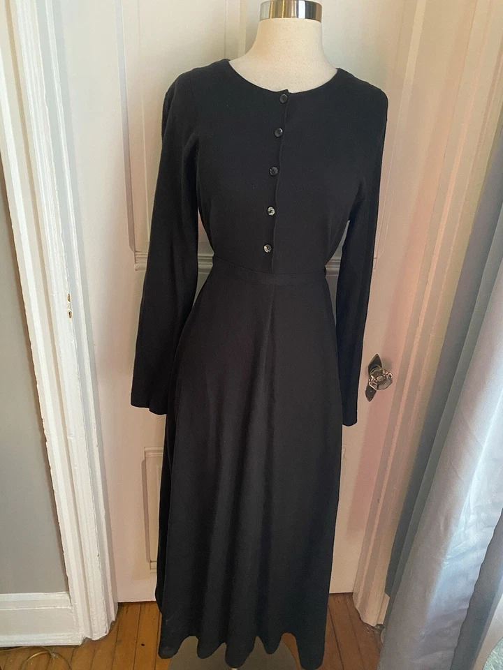 VESTIDO DEPORTIVO JONES NEW YORK LARGO NEGRO AJUSTADO Y ACAMPANADO 100% ALGODÓN - TALLA - ¡ENCANTADOR!! Foto 3 de 4