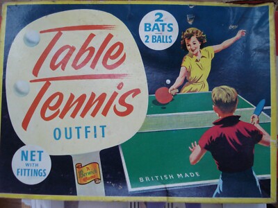 Vintage 1950/60er seltene Berwick No4 Tischtennisschläger x 2 plus Netz mit Klemmen 
