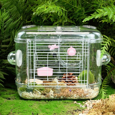 LEAF-PLANTS-CENTER Hamster Gerbil Mouse Small Pet Cage Transparent Clear Single Tier Storey Play UK