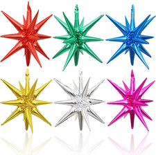 6PCS Star Balloons, 22Inch Large Colorful Explosion Star Balloon Foil Balloons S