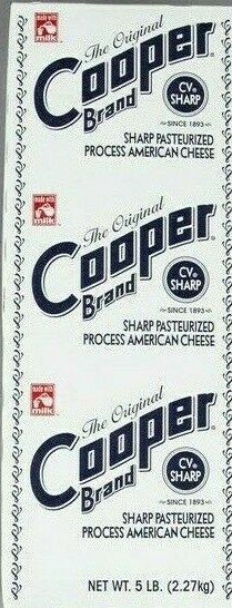 Cooper Cheese CV Sharp White American Cheese - 5 lb. Solid Block