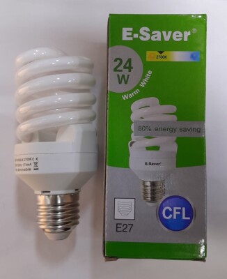 1x 24W Spirale CFL Glühbirne Edison Schraube E27 ES Niedrigenergielampe
