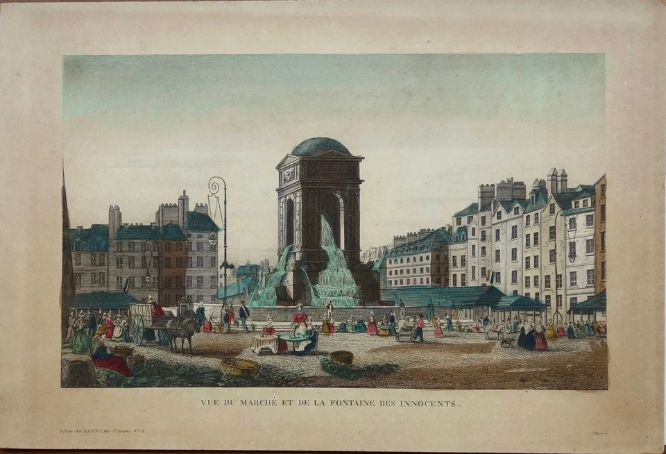 Vue d'optique, Vue du Marché et de la Fontaine des Innocents, Paris, Basset, XIX - Photo 1/1