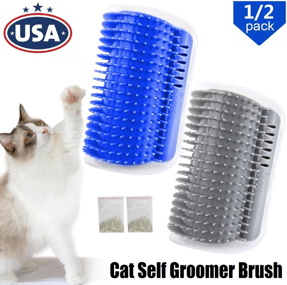 2x Auto Acicalador para Gatos con Hierba Pared Esquina Masaje Peine Rascador Cepillo de Acicalamiento Foto 2 de 4